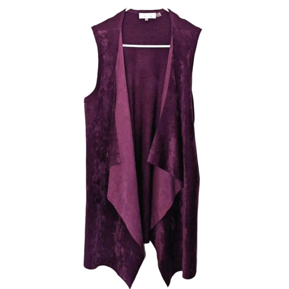 Calvin Klein Faux Suede Draped Vest Small - Picture 2 of 7